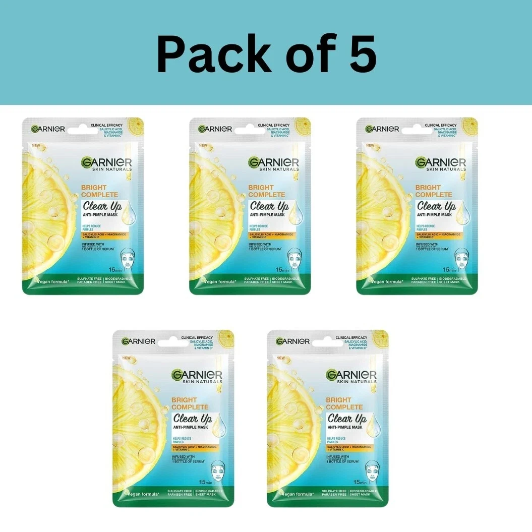 Garnier Bright Complete Anti Pimple Sheet Mask For Clear, Hydrated Glowing Skin