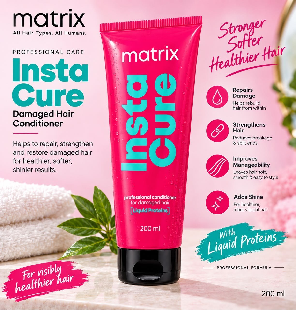 Matrix Insta Cure Professional Liquid Protein Conditioner For Damage Hairs 200g thumbnail