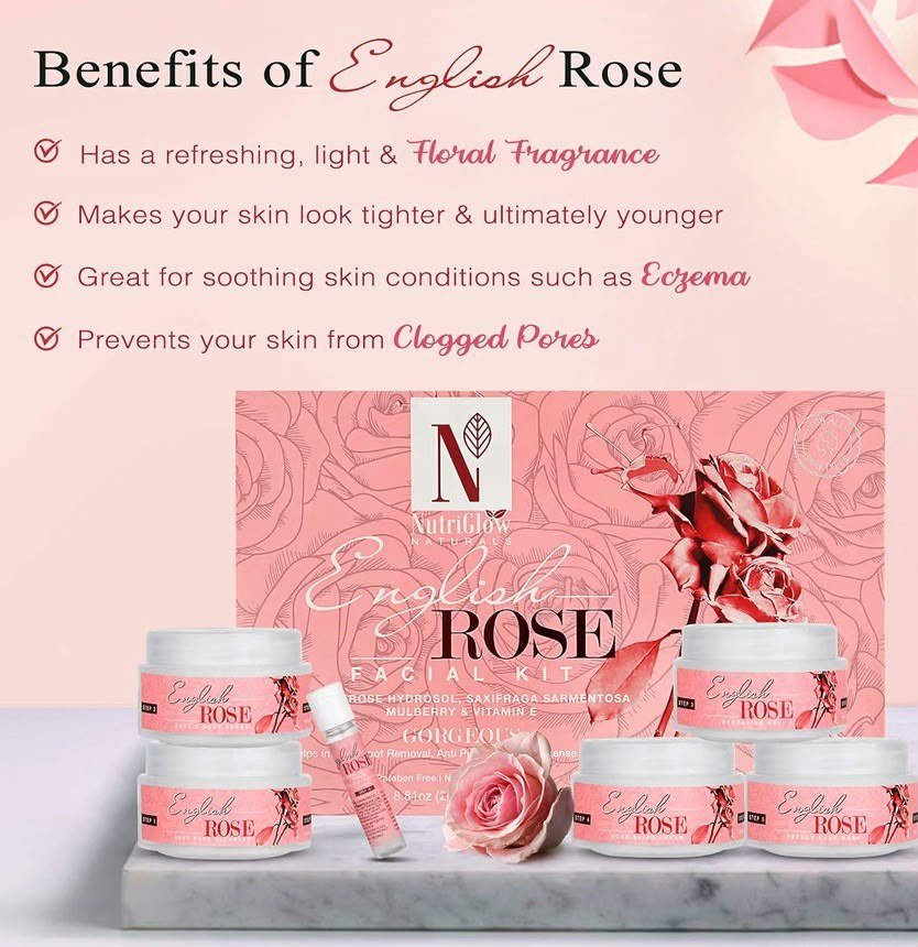 NUTRIGLOW Natural's English Rose Hydrosol Facial Kit (8.5 OZ + 0.3 FlOz) 250gm + 10ml thumbnail