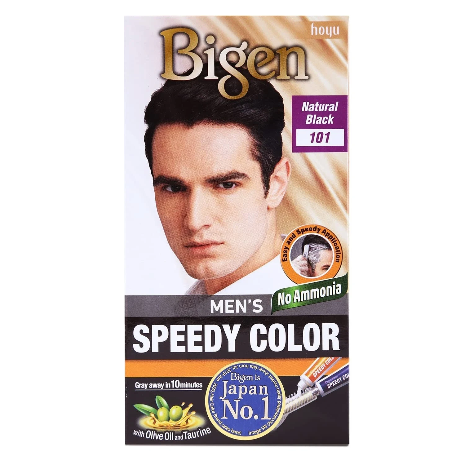 Bigen Men's Speedy Hair Color Natural Black 101 For Natural & Healthy Look 80g
