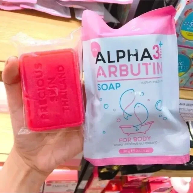 Alpha 3 Plus Arbutin Collagen Whitening Soap Bars Soap Reduce Acne Scars 80g. thumbnail