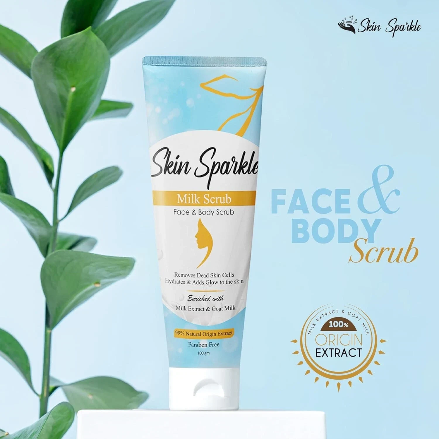 Skin Sparkle Face & Body Milk Scrub For Removes Blackhead & Dead Skin Cells 100G thumbnail