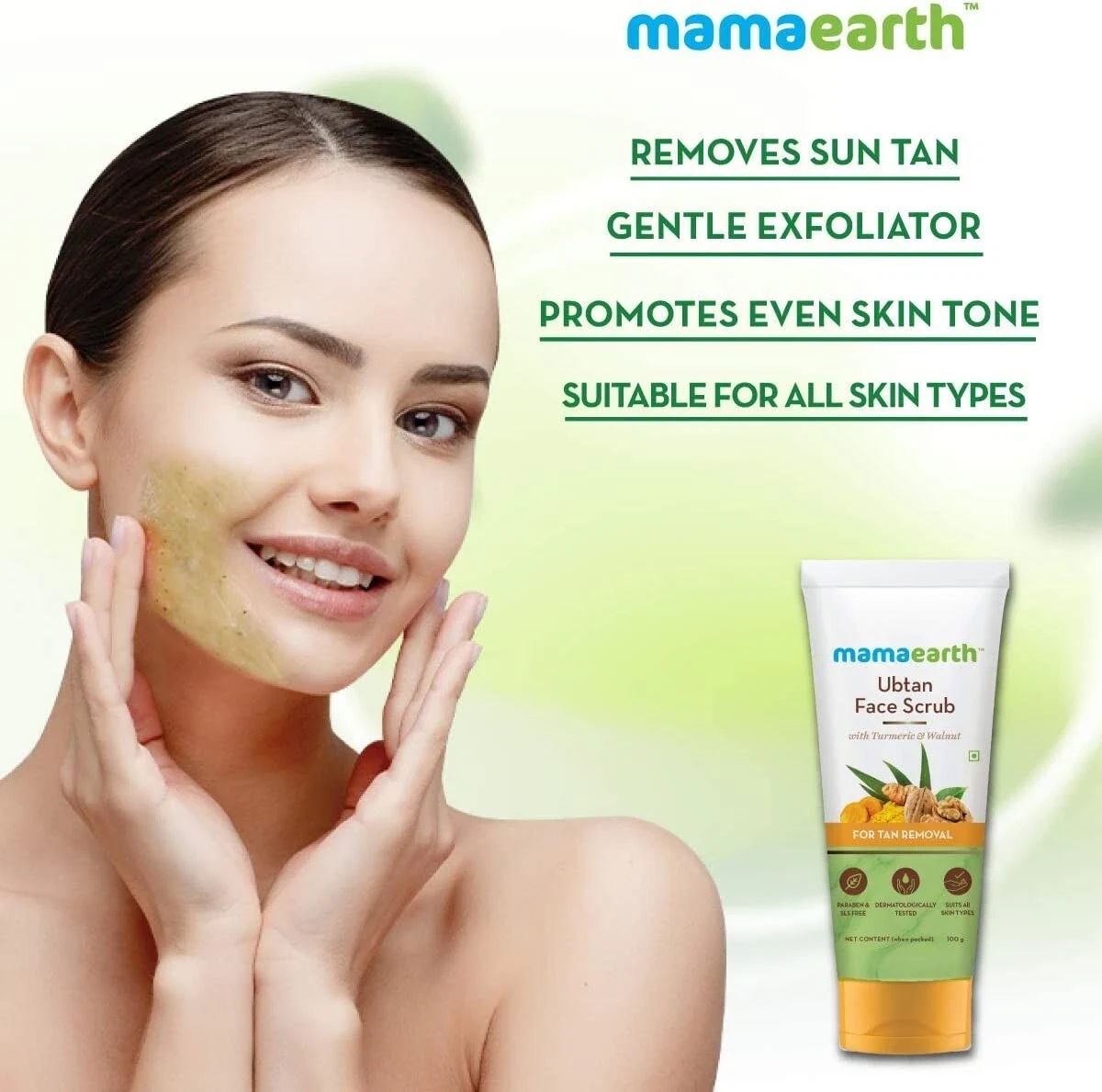 Mamaearth Ubtan Face Scrub for Tan Removal with Turmeric & Walnut 100g thumbnail