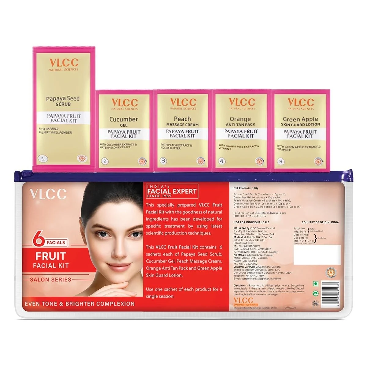 VLCC Salon Series Fruit Facial Kit 6 Facials For Tight and Light Skin Tone 300g thumbnail