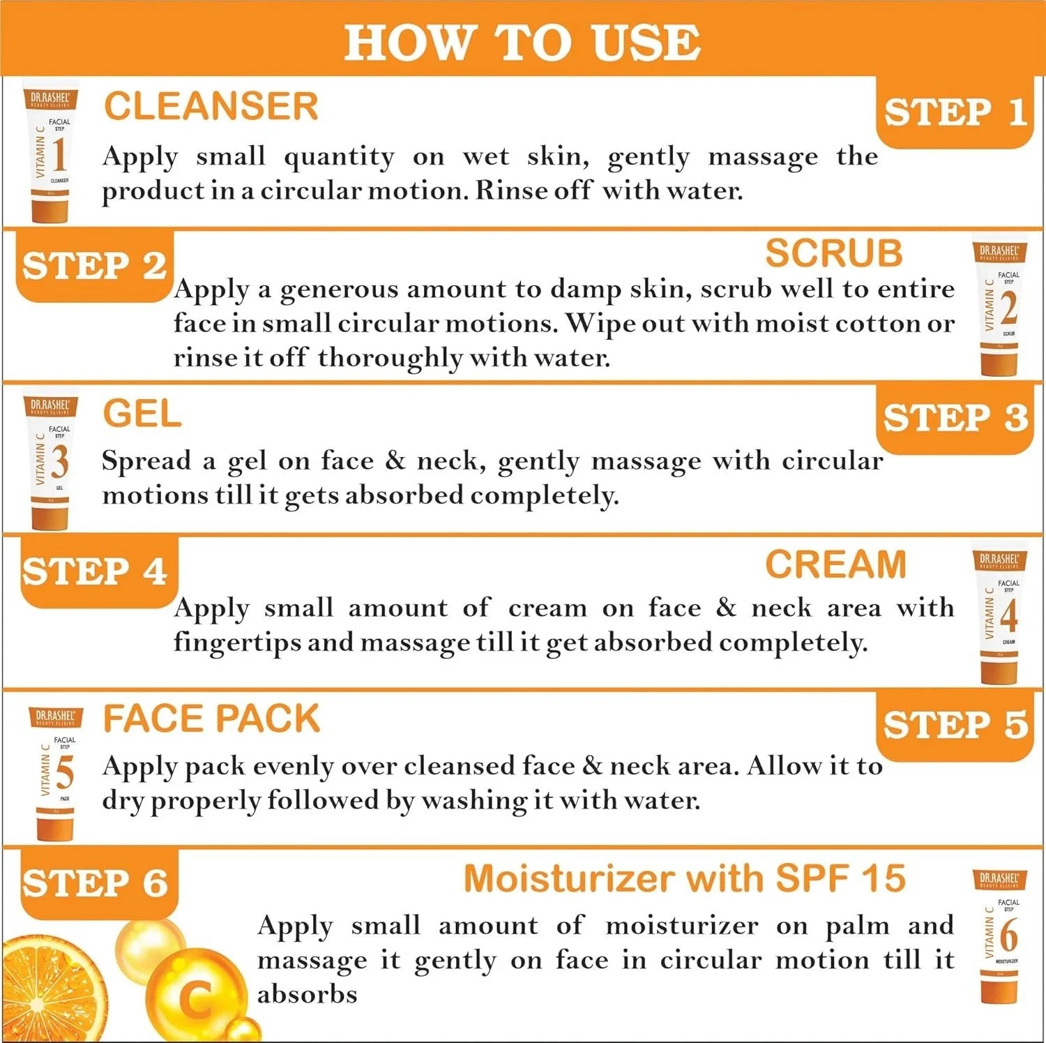 DR.RASHEL Vitamin C Facial Kit For Glowing Skin Parlour Like Shine at Home- 140g thumbnail