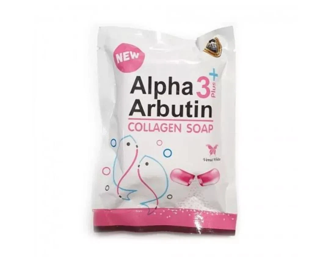 Alpha 3 Plus Arbutin Collagen Whitening Soap Bars Soap Reduce Acne Scars 80g. thumbnail