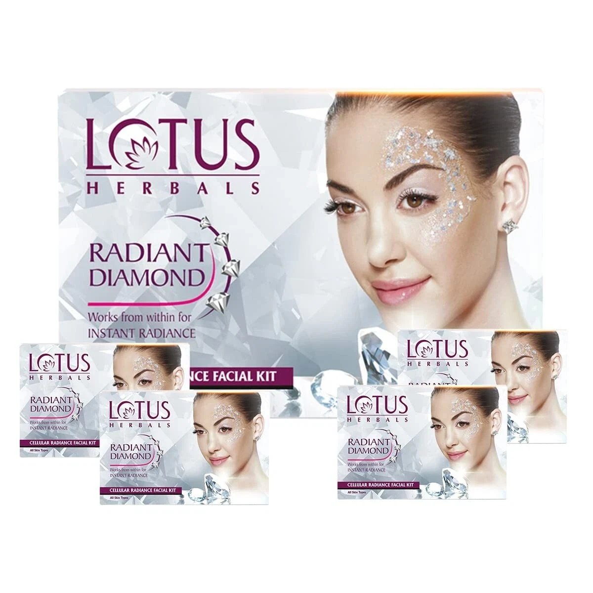 Lotus Herbals Radiant Diamond Cellular Radiance 4 In 1 Facial Kit 4x37g