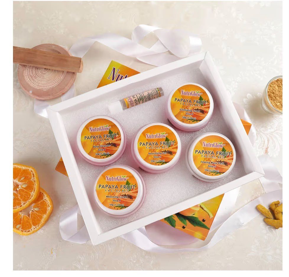 NutriGlow Papaya Fruit Facial Kit for Men, Women for Glowing Skin 250 gm + 10 ml thumbnail