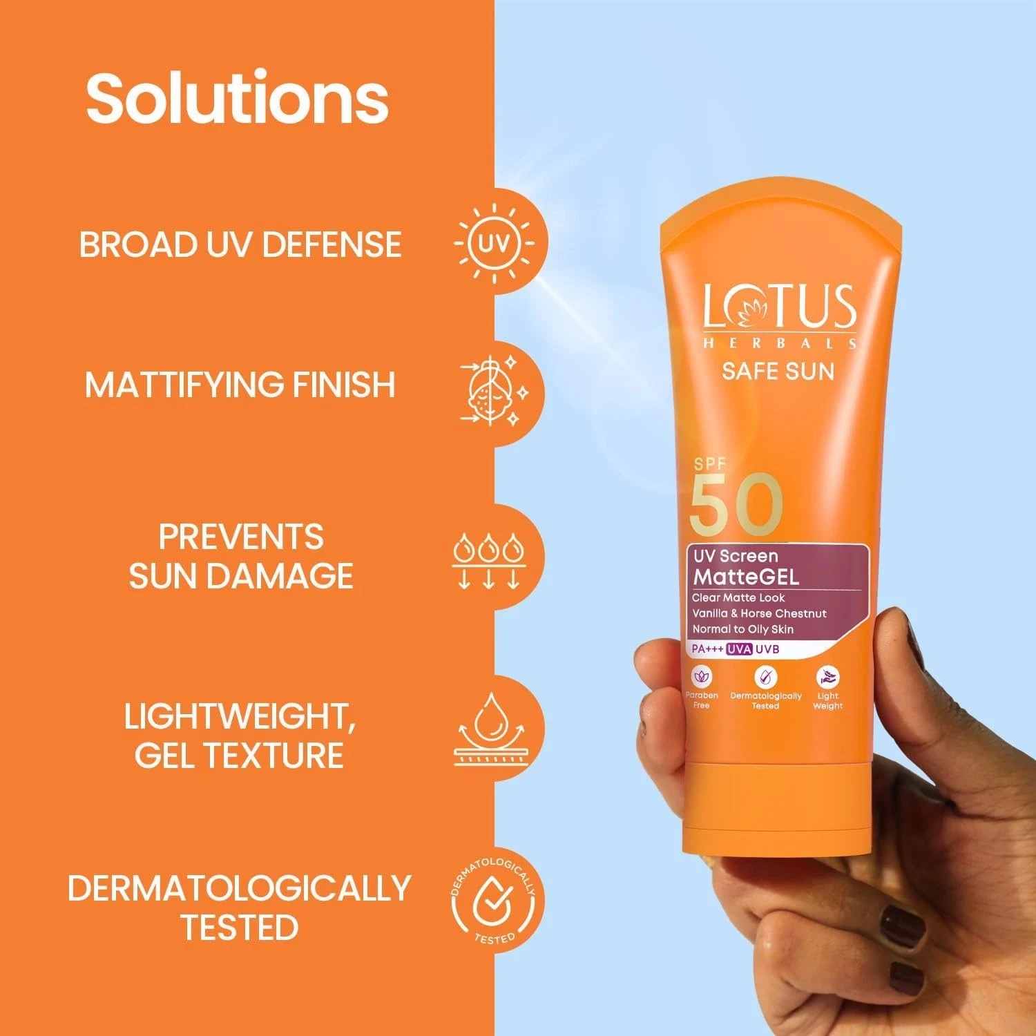 Lotus Herbals Sunscreen UV Screen Matte Gel Sunscreen SPF 50 & PA+++ 100g thumbnail