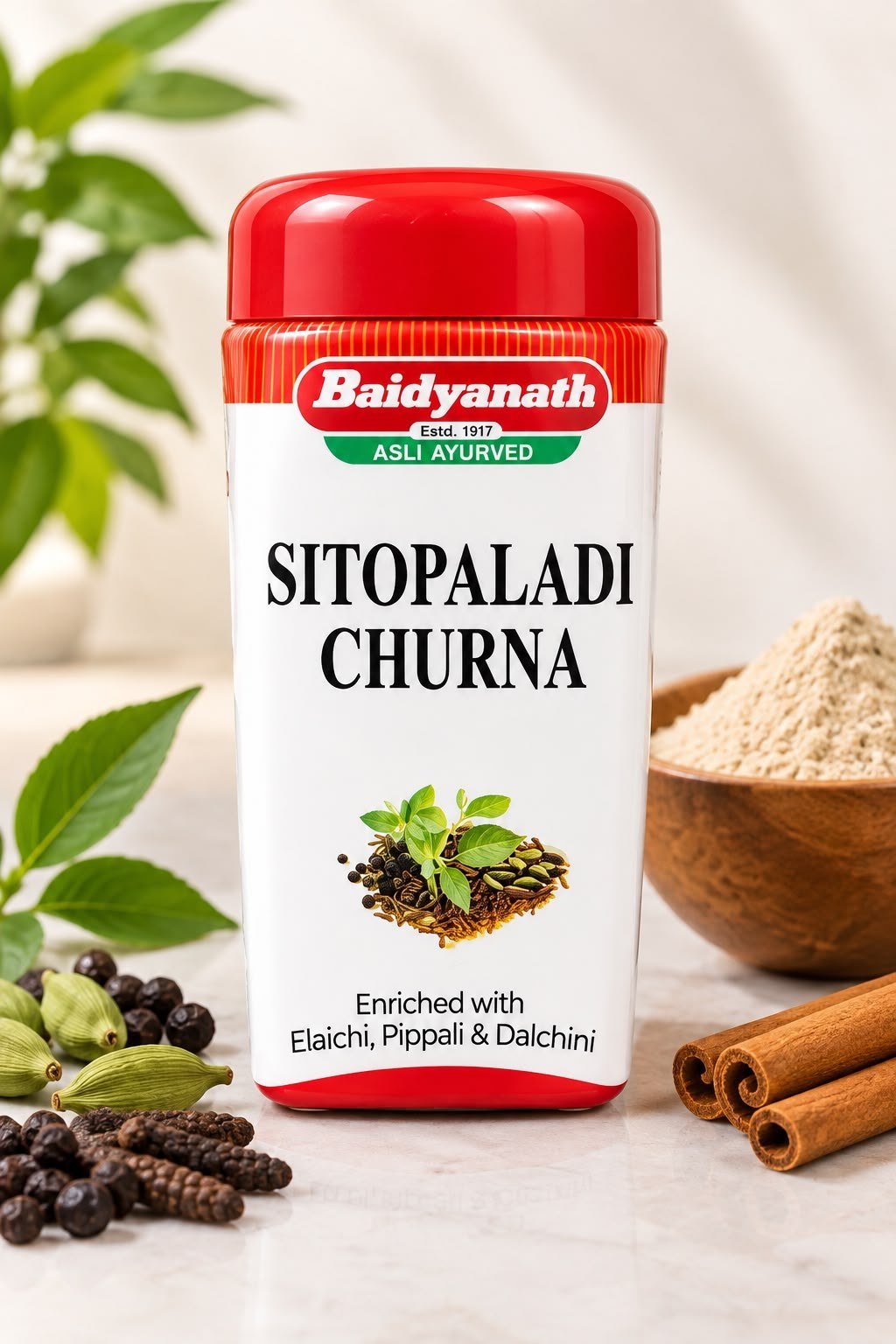 Baidyanath Sitopaladi Churna Enriched with Elaichi, Pippali & Tvaksiri -120g