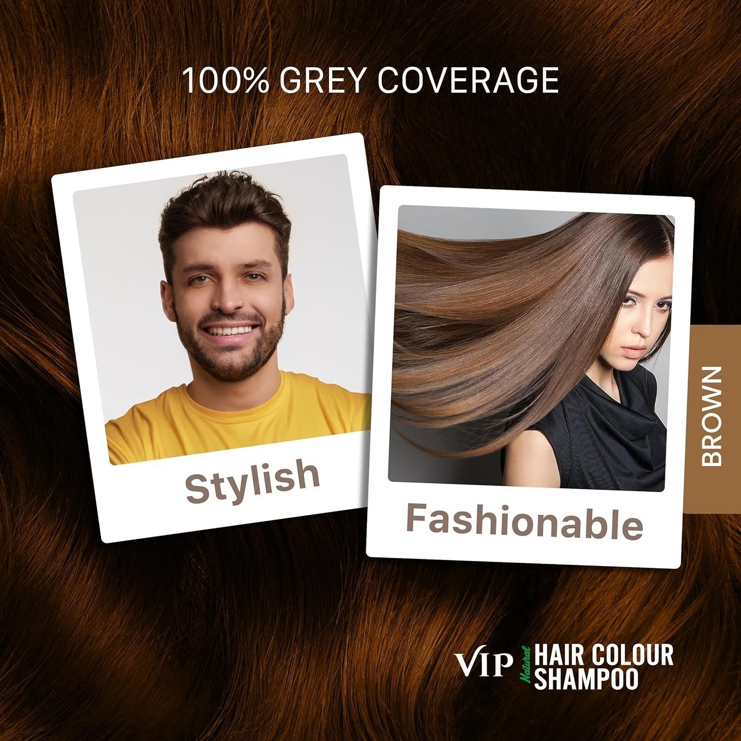 VIP Natural Hair Colour Shampoo For Covers Grey Hair Cleanser & Condition 180ml thumbnail