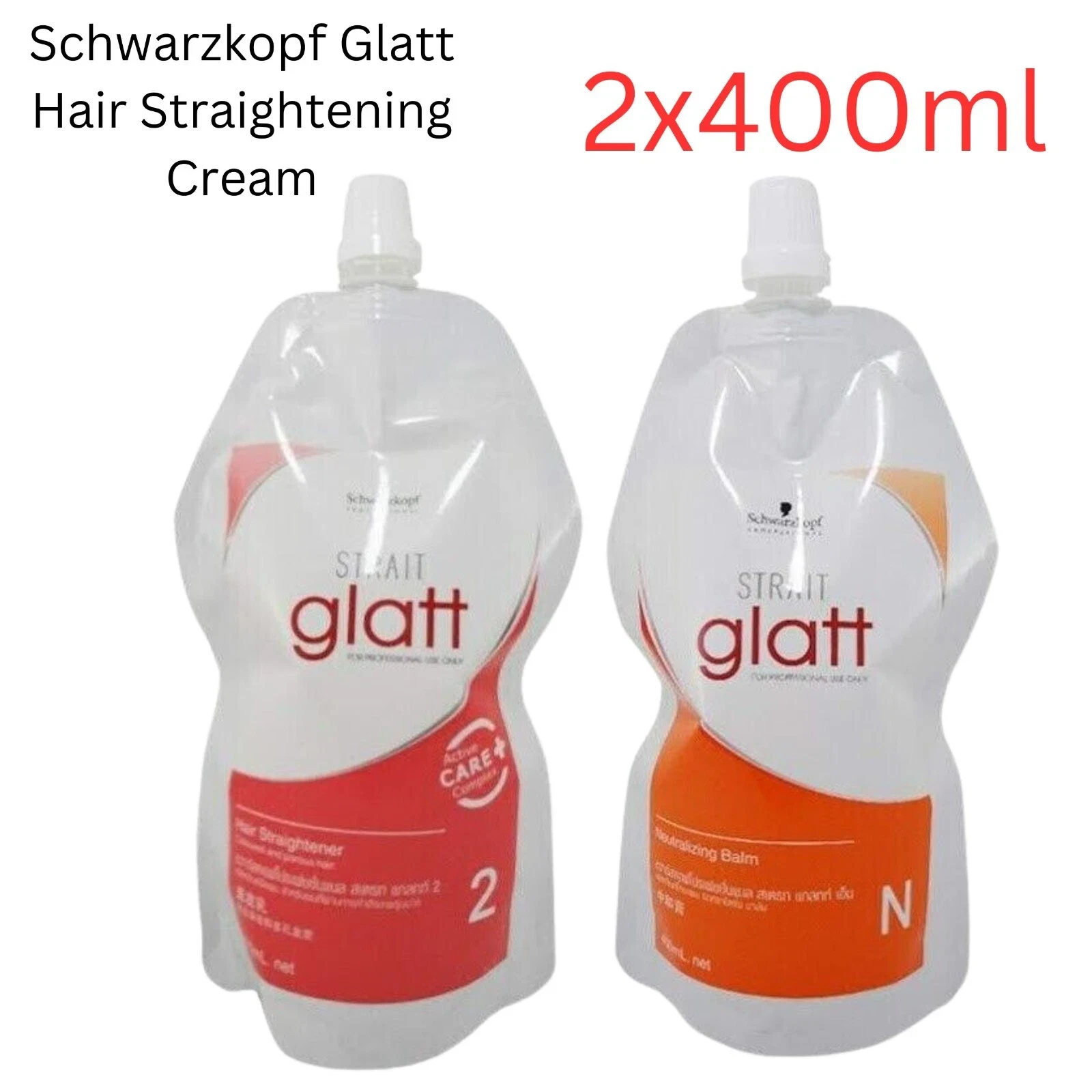 GLATT Schwarzkopf 2 N Straightener Straightening Rebonding Cream 2x400ml