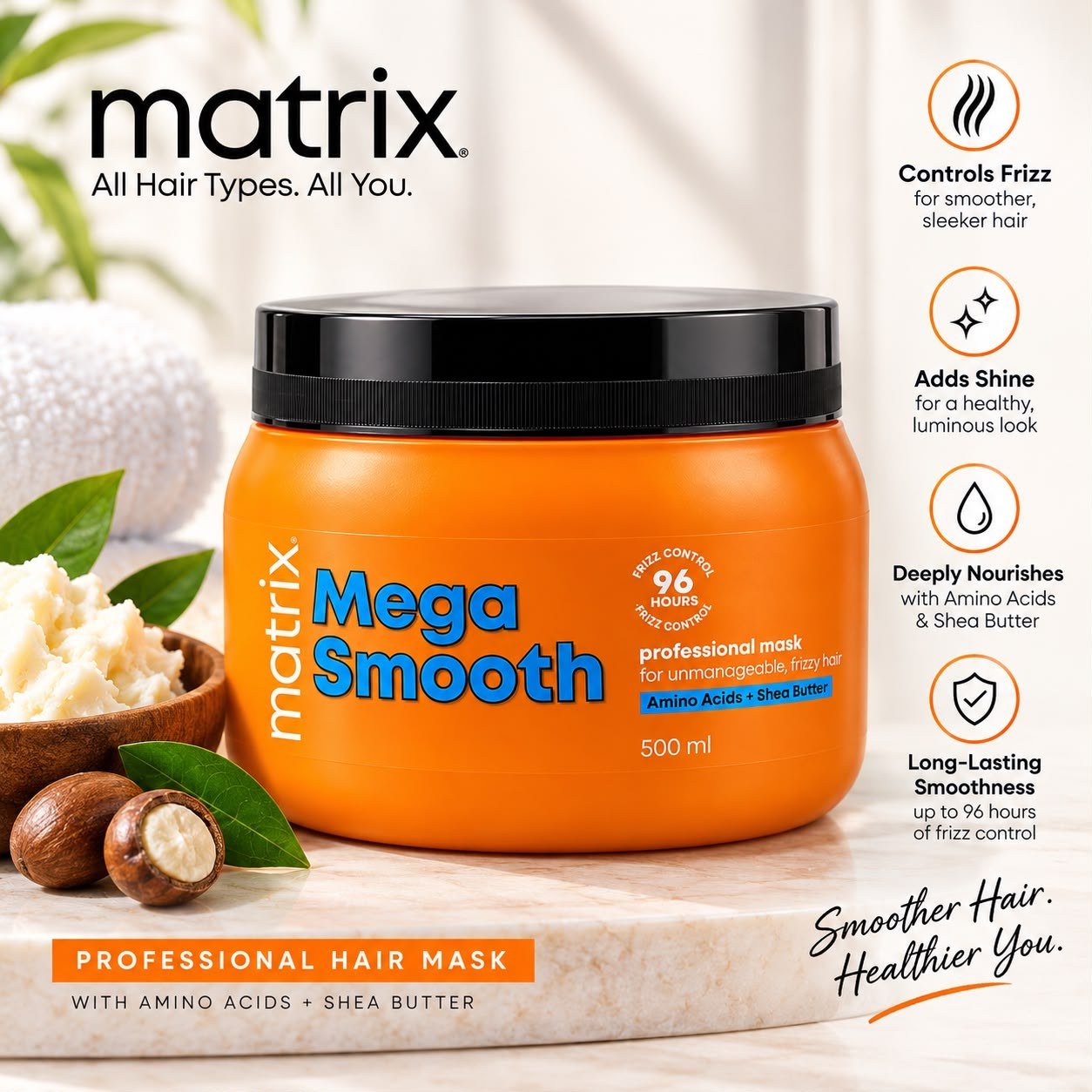 Matrix Mega Smooth Hair Mask 500ml – Anti-Frizz Deep Conditioning Treatment thumbnail