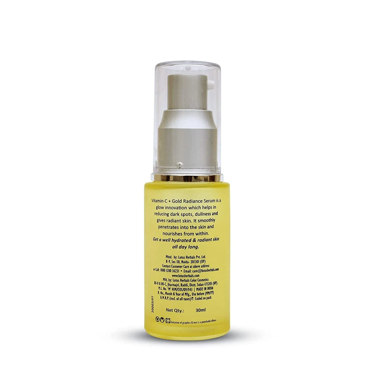 Lotus Herbals WhiteGlow Vitamin C and Gold Radiance Face Serum 30ml, yellow thumbnail