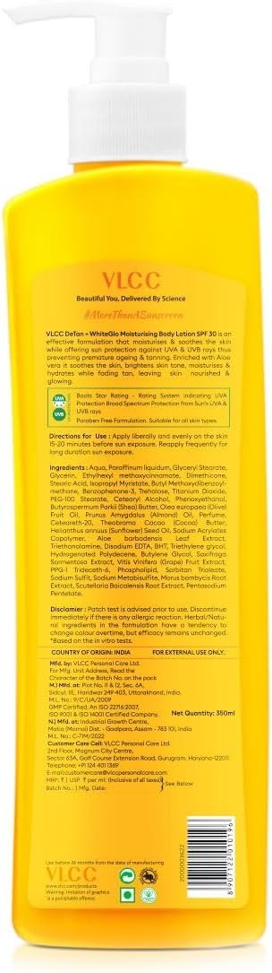 VLCC Bright Glow Body Lotion with SPF 30 PA+++, Cocoa Butter, Shea Butter, Aloe Vera, Almond Oil, 350ml thumbnail