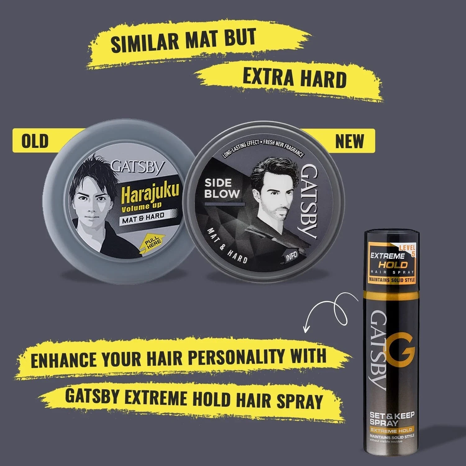 Gatsby Hair Styling Wax Matt & Hard 75g Grey thumbnail