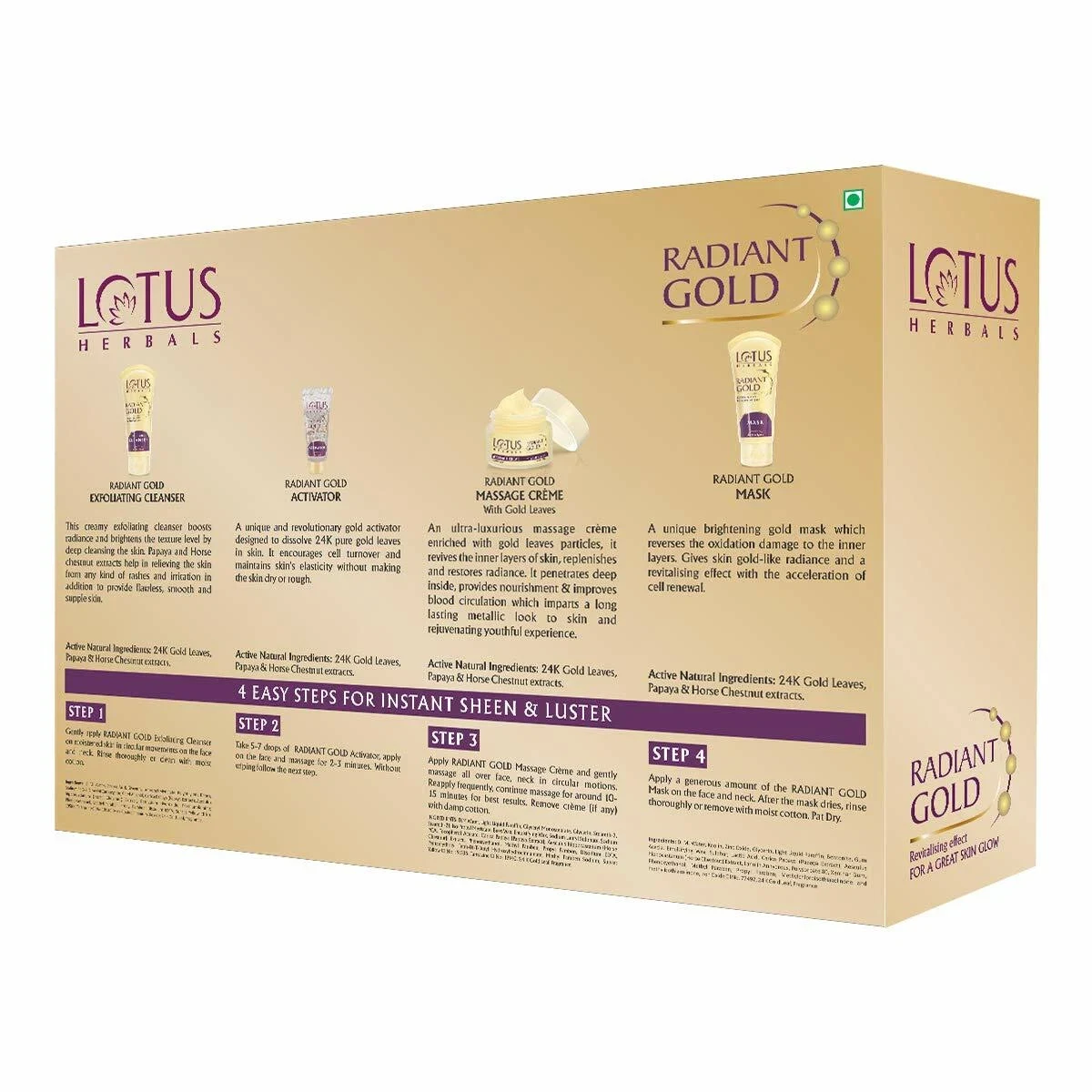 Lotus Herbals Radiant Gold Facial Kit For Instant Glow 170g thumbnail