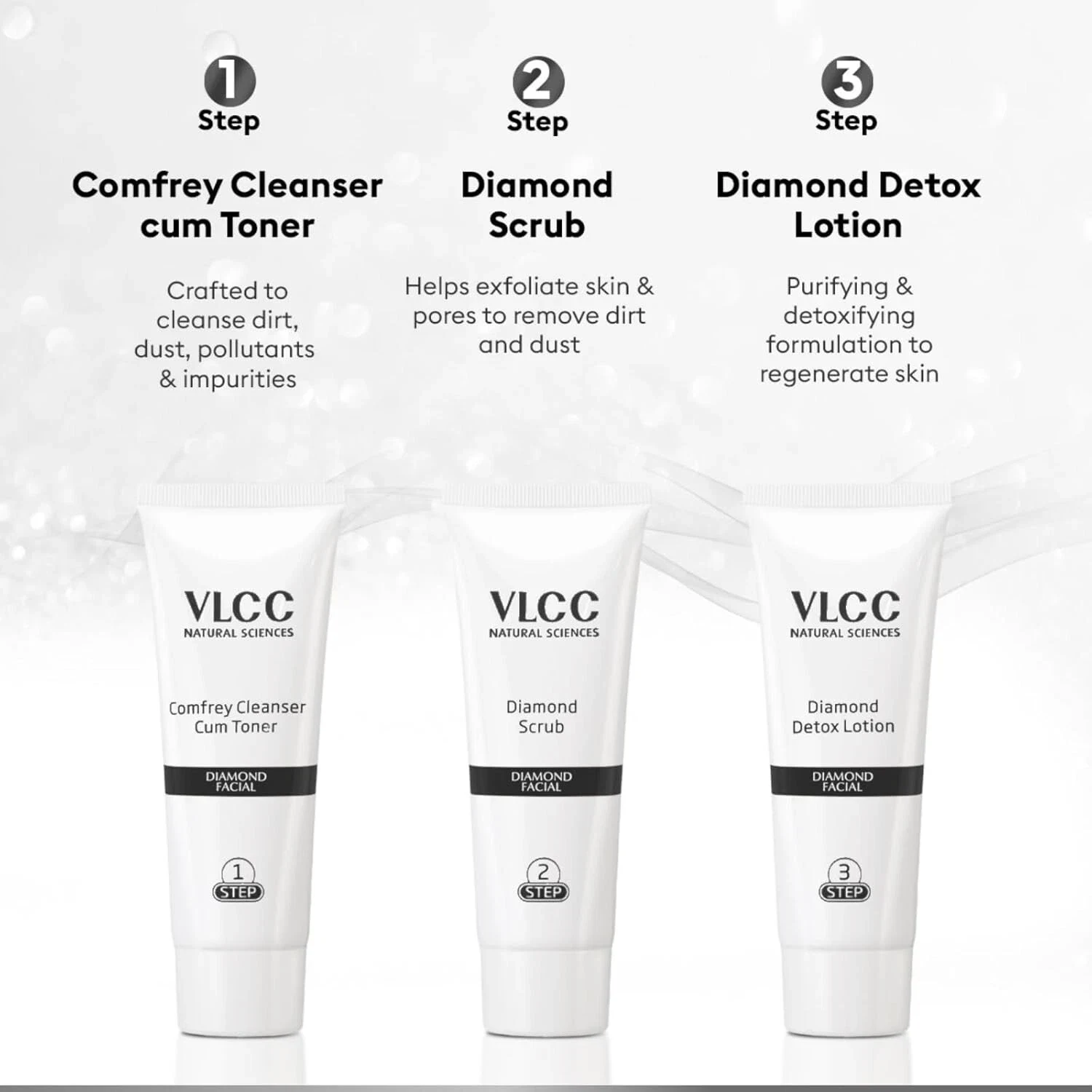 VLCC Diamond Facial Kit + Free Rose Water Toner 300gm ( Salon Series ) thumbnail