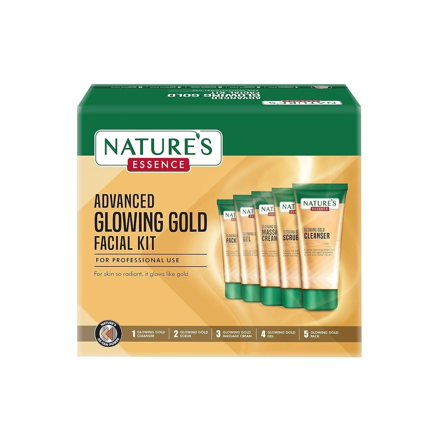NATURES ESSENCE Advanced Glowing Gold Facial Kit, Professional Use 500gm