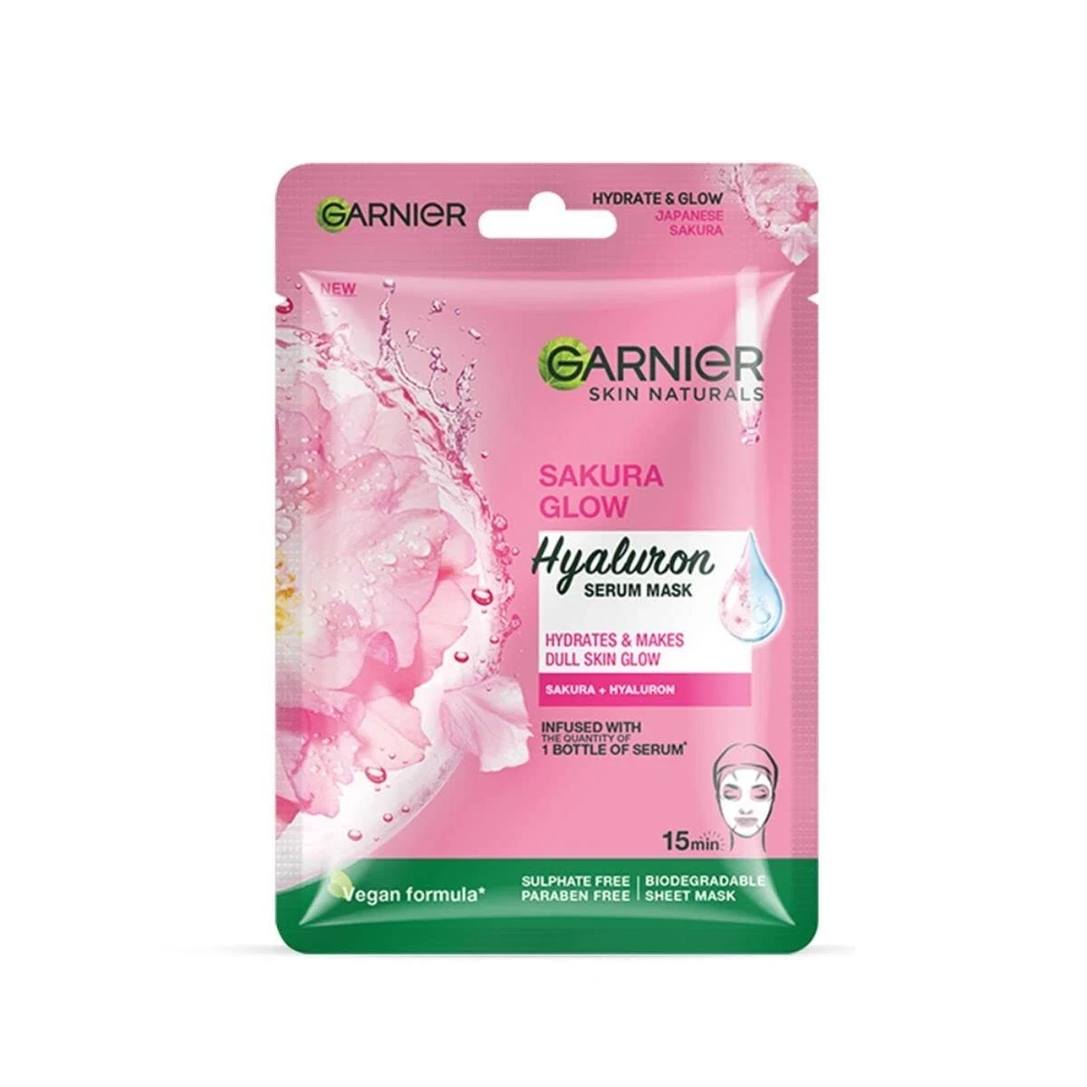 Garnier Skin Naturals Sakura White Face Serum Sheet Mask For Increases Glow 28g thumbnail