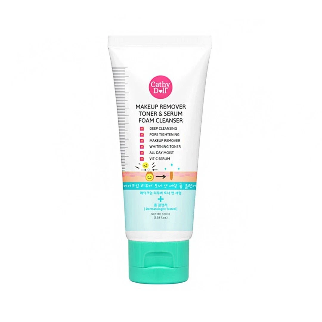 Cathy Doll Make Up Remover Toner & Serum + Foam Cleanser For Deep Cleasing 100ml