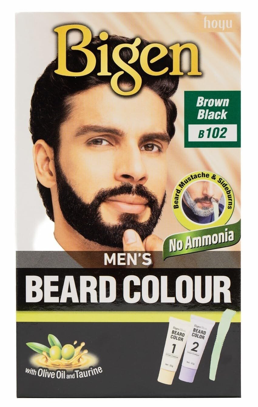 Bigen Mens Beard Colour Brownish Black B102 With Aloe Extract And Olive Oils 3pc thumbnail
