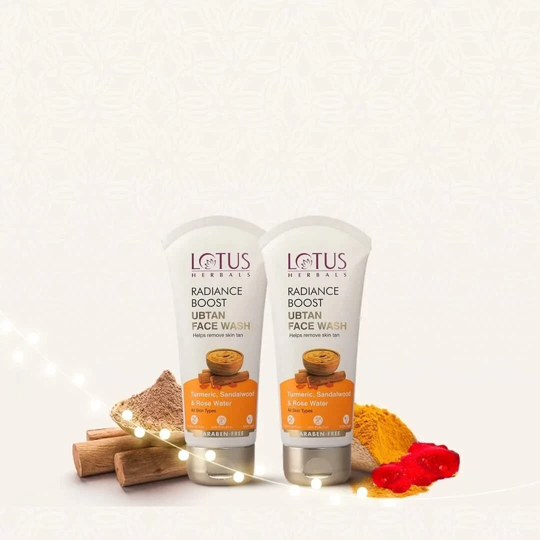 Lotus Herbals Radiance Boost Ubtan Face Wash Duo with Turmeric, Sandalwood 100g thumbnail