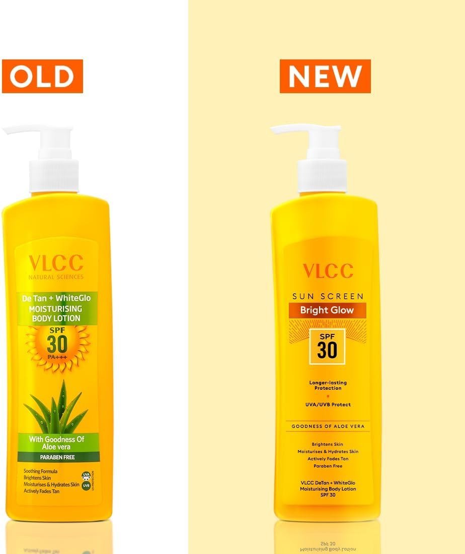 VLCC Bright Glow Body Lotion with SPF 30 PA+++, Cocoa Butter, Shea Butter, Aloe Vera, Almond Oil, 350ml thumbnail