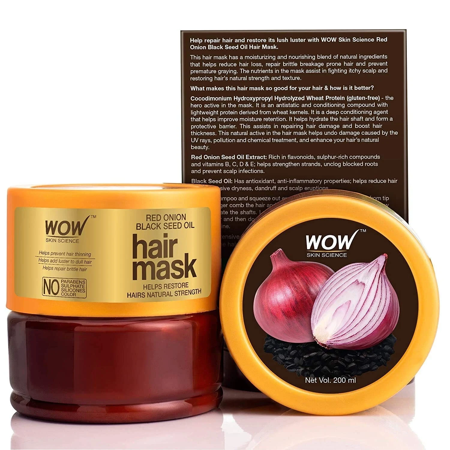 WOW Skin Science onion hair mask for Dandruff/Hair Growth/Hair Fall-Regrow 200ml thumbnail