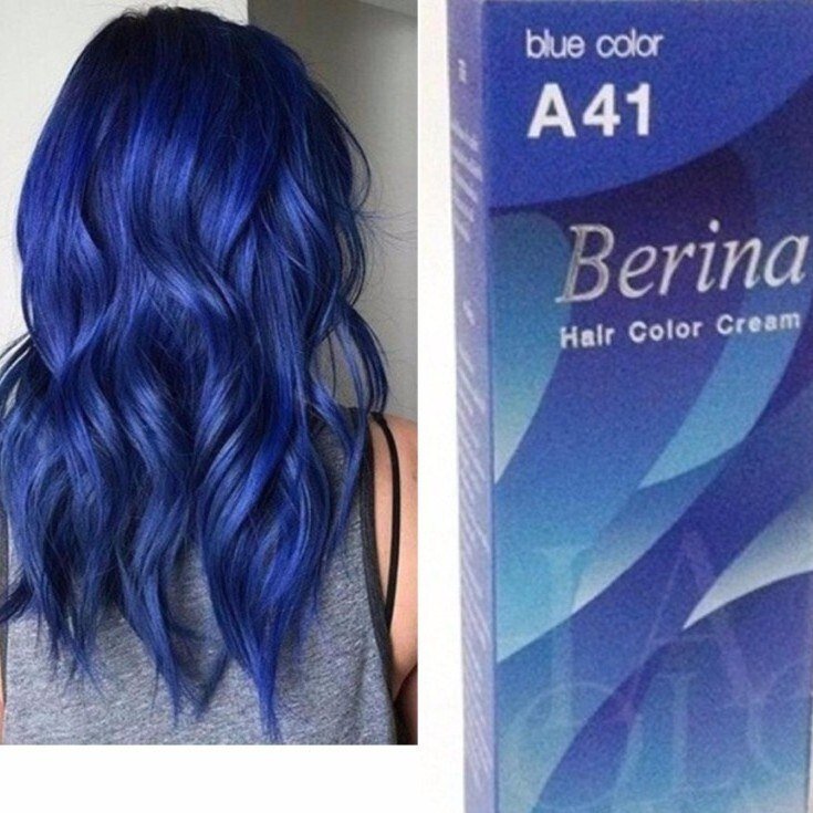 Berina A41 Blue Long Lasting Hair Color Cream Suitables for All Hair Types 60ml