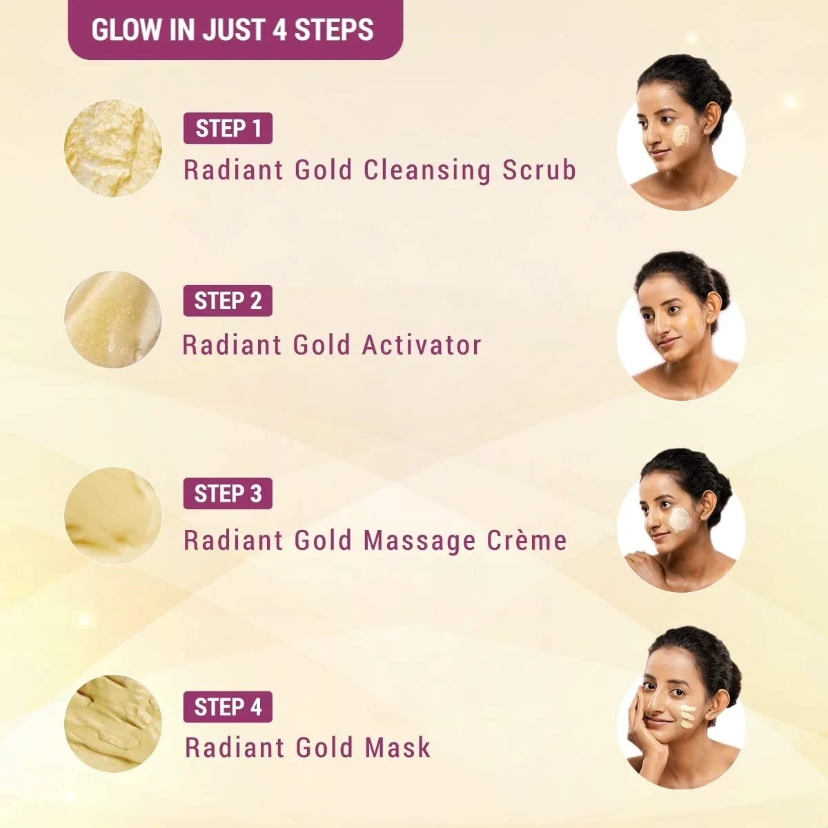 Lotus Herbals Radiant Gold Facial Kit for instant glow with 24K Gold 37gX4 Kits thumbnail