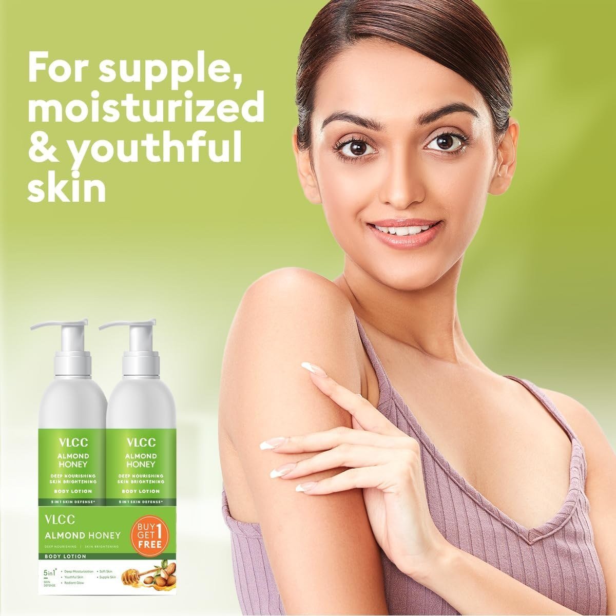 VLCC Almond Honey Deep Nourishing & Skin Brightening Body Lotion -350ml+350ml- Buy One Get One - Deep Nourishment, Glowing & Youthful Skin. thumbnail