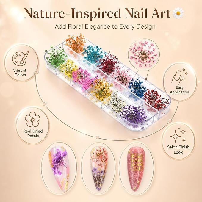 12 Colors Dried Real Flowers for Nail Art ,Resin craft & DIY design thumbnail