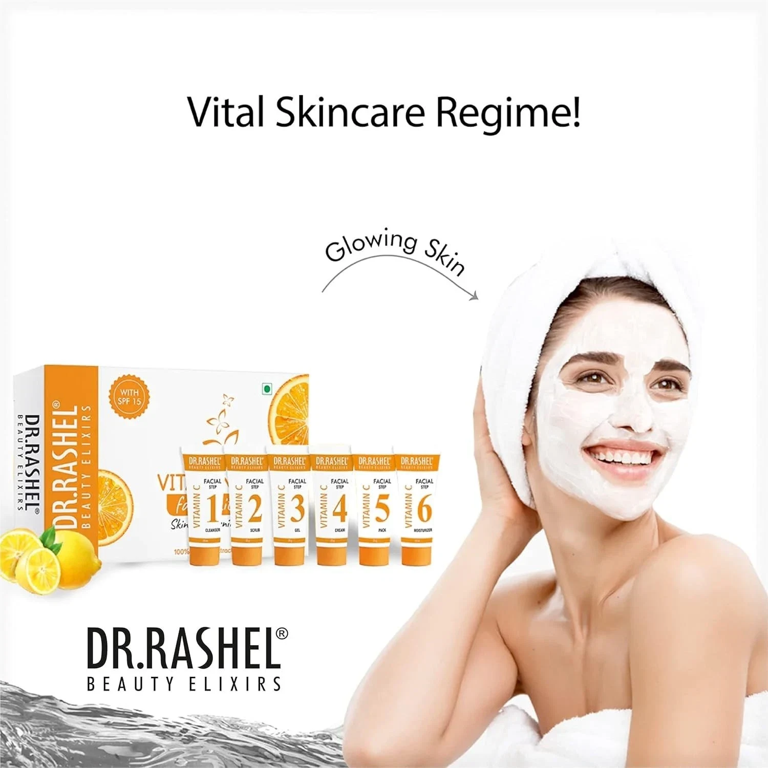 DR.RASHEL Vitamin C Facial Kit For Glowing Skin Parlour Like Shine at Home- 140g thumbnail