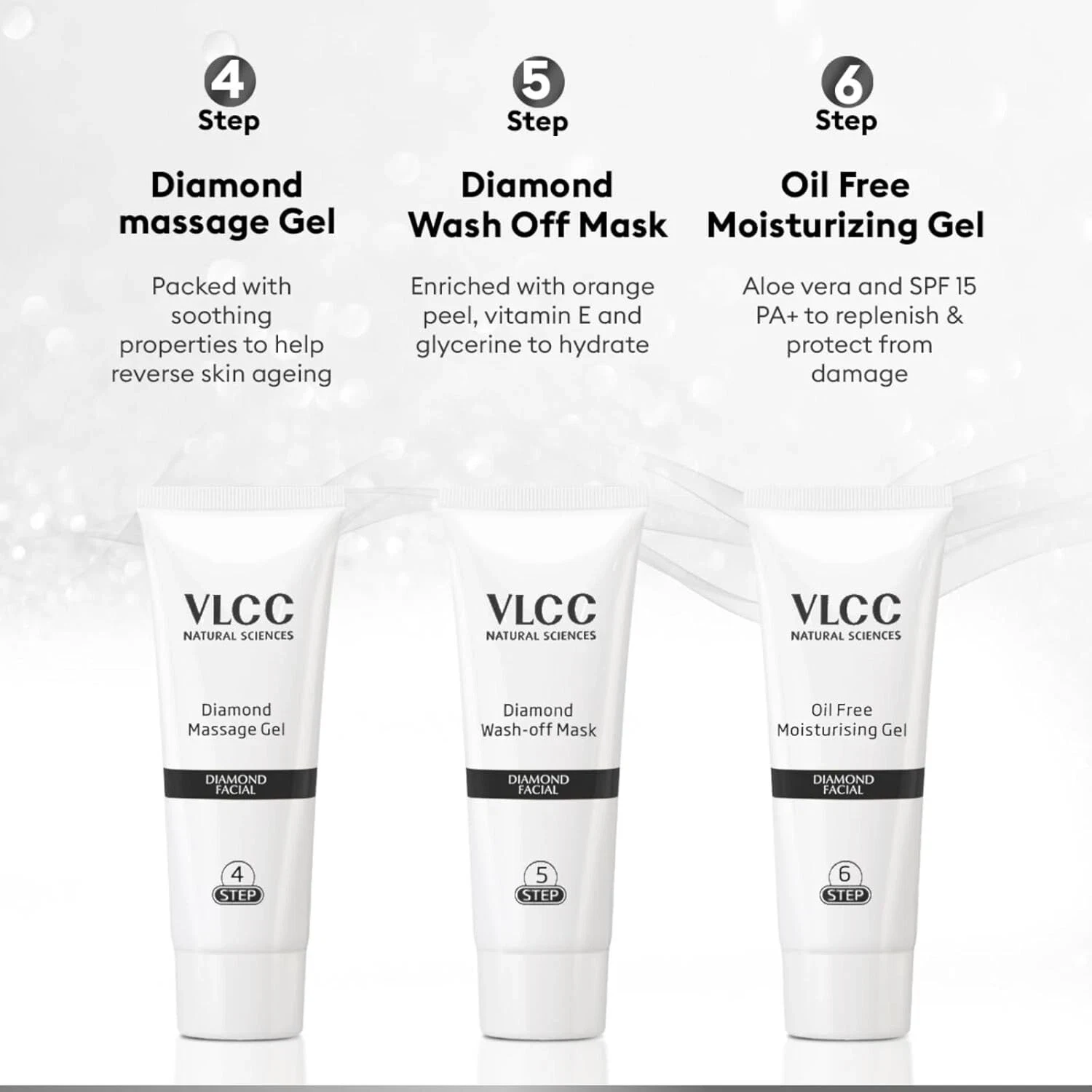 VLCC Diamond Facial Kit + Free Rose Water Toner 300gm ( Salon Series ) thumbnail