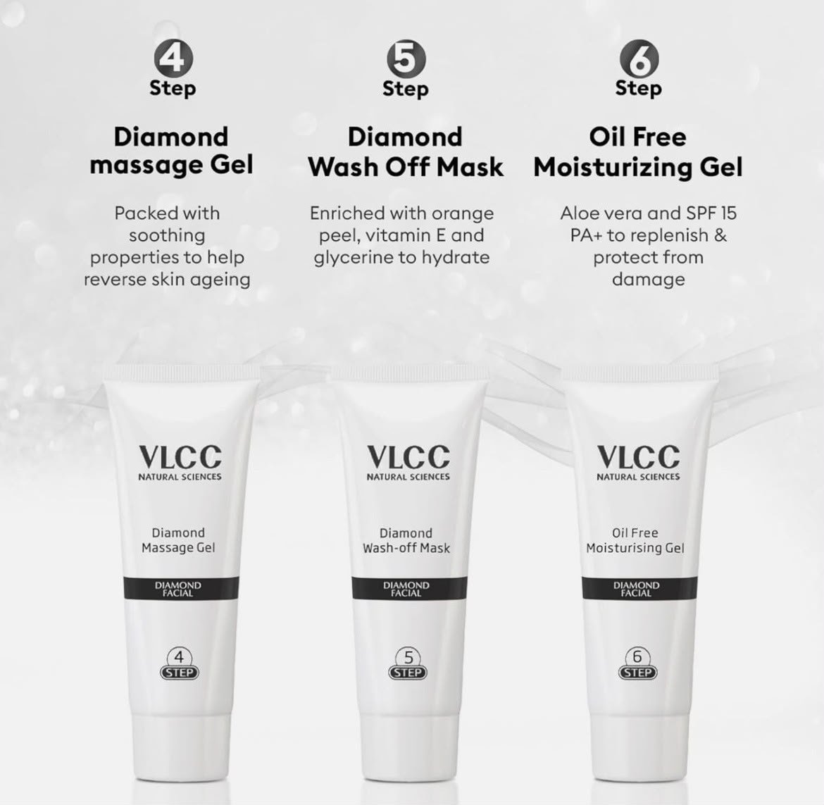 VLCC Diamond Facial Kit + Free Rose Water Toner 300gm ( Salon Series ) thumbnail