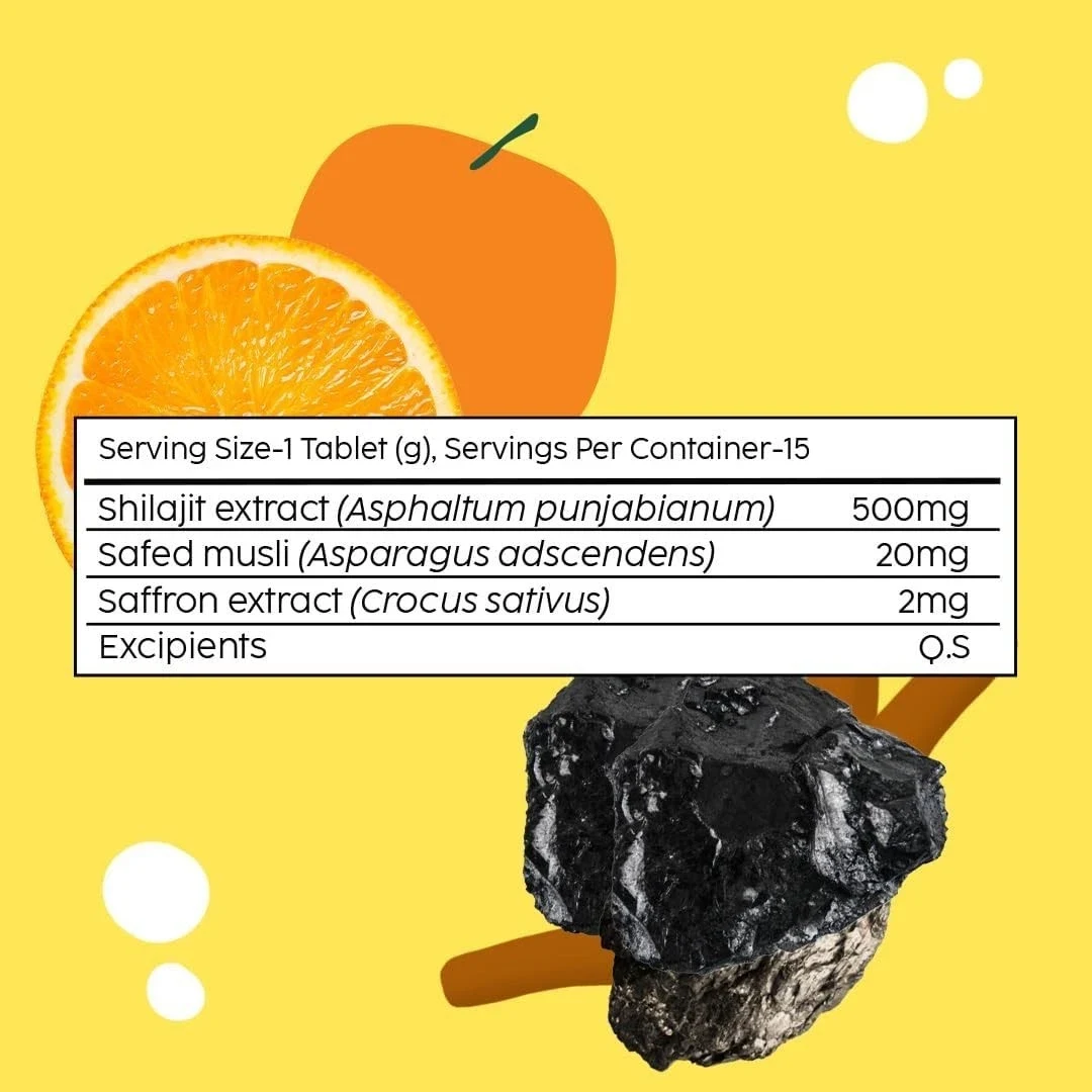 PLIX 500mg Shilajit Effervescent With Saffron & Safed Musli For Vitality 15 Tabs thumbnail