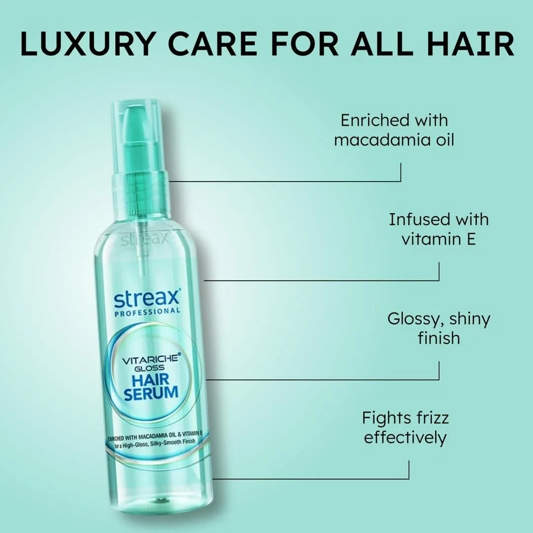 Streax Professional Vitariche Gloss Hair Serum For Shine and Smooth Hairs 115ml thumbnail