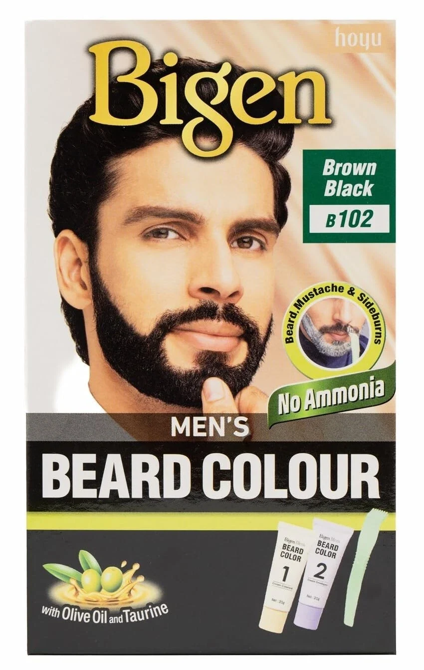 Bigen Mens Beard Colour Brownish Black B102 With Aloe Extract And Olive Oil