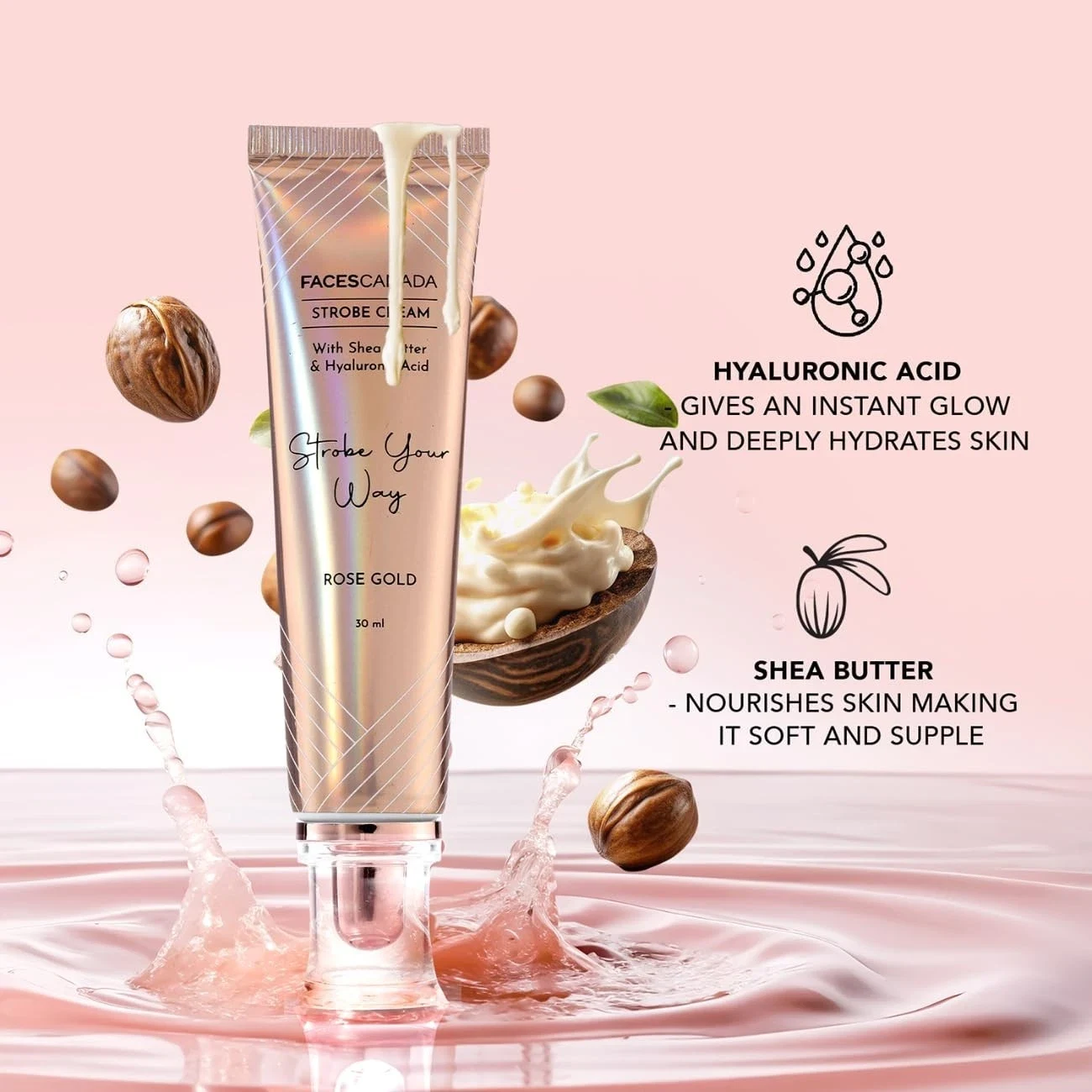 FACESCANADA Strobe Cream Rose Gold, Primer + Highlighter + Moisturizer 30ml thumbnail