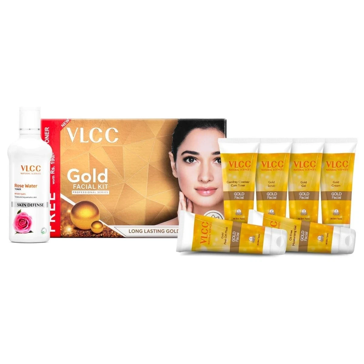 VLCC Gold Facial Kit + Free Rose Water Toner Cream 300gm ( Salon Series ) thumbnail