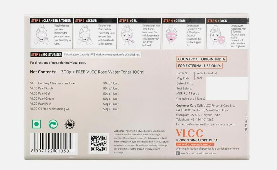 VLCC Pearl Facial Kit with FREE Rose Water Toner 300g + 100ml thumbnail