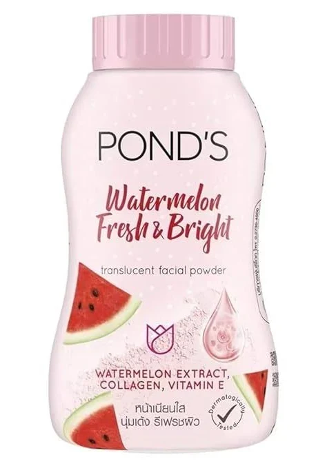 POND'S Watermelon Fresh & Bright Translucent Facial Powder For All Skin Types, 50 Gm, Rose
