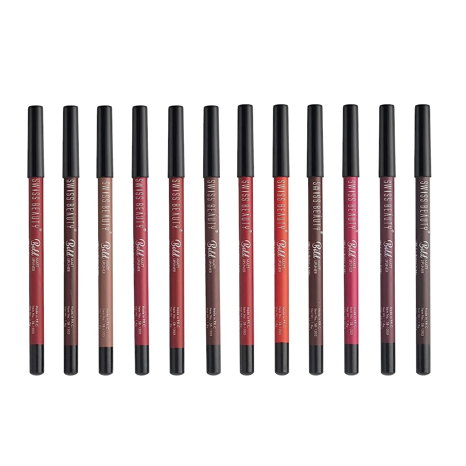Swiss Beauty Bold Matte Lipliner Pencil Set | Long Stay | Smudge Free Pack Of 12 thumbnail