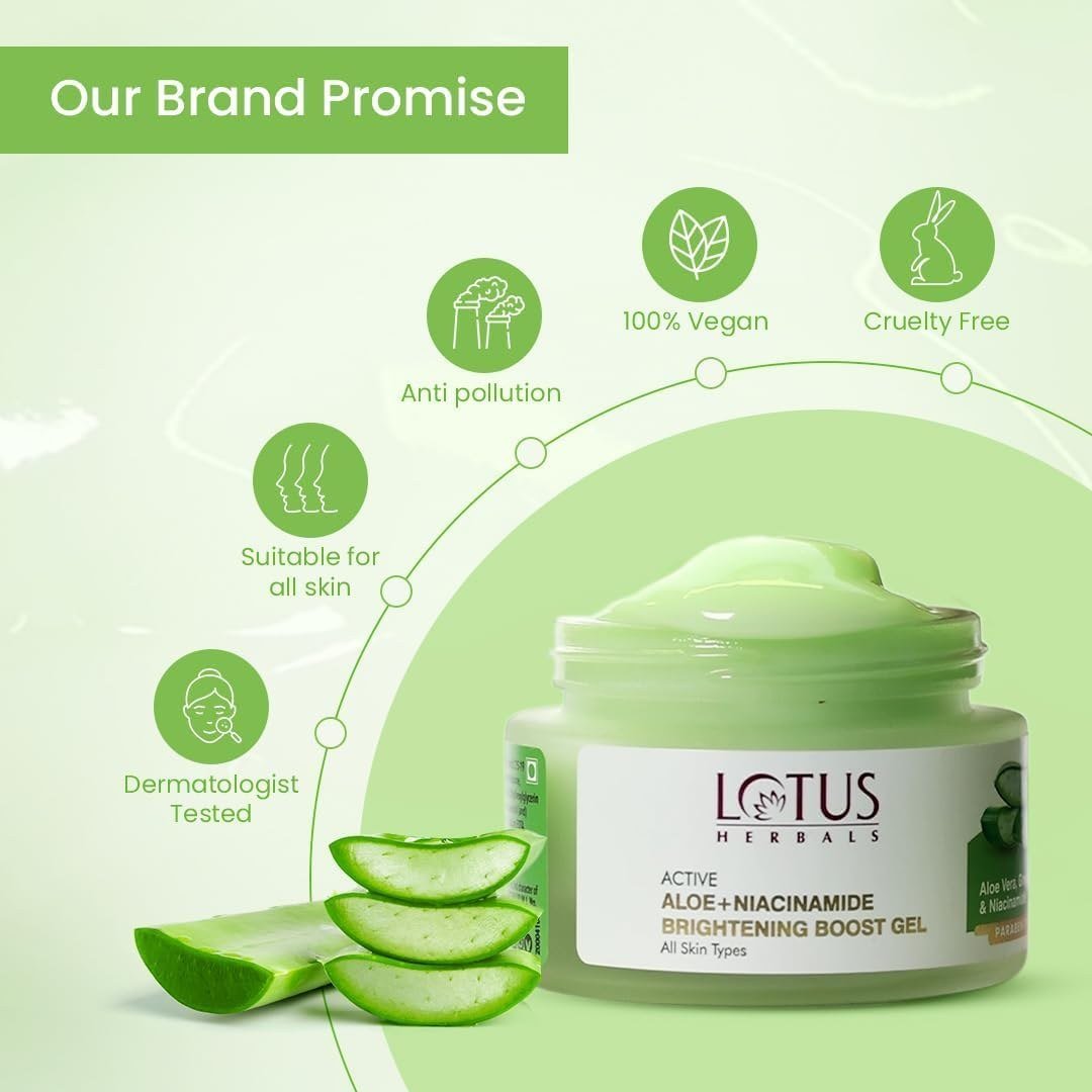 Lotus Herbals Active Aloe + Niacinamide Brightening Boost Gel 50gm
