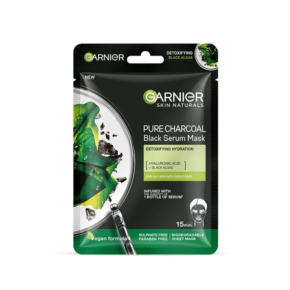 Garnier Skin Naturals Pure Charcoal Black Serum Face Mask For Hydrating Skin 28g thumbnail